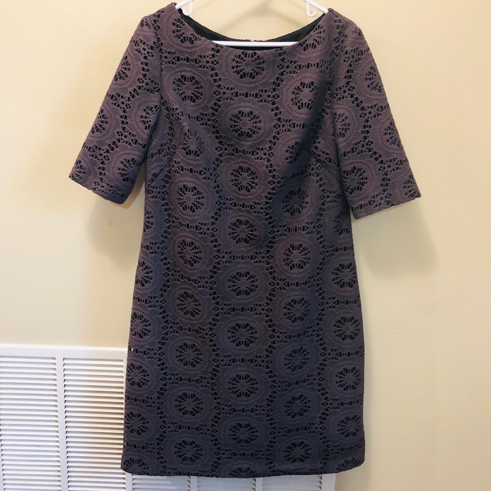 Adrianna Papell Brown Crochet Lace Sheath Dress